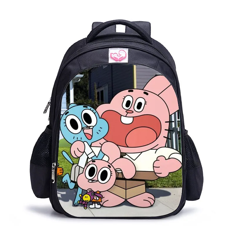 1pc backpack 12 16 дюймов удивительный мир Gumball детские школьные сумки ортопедические школьный рюкзак для детей мальчиков девочек Mochila Infantil мультяшный чехол - Цвет: 1pc backpack 12