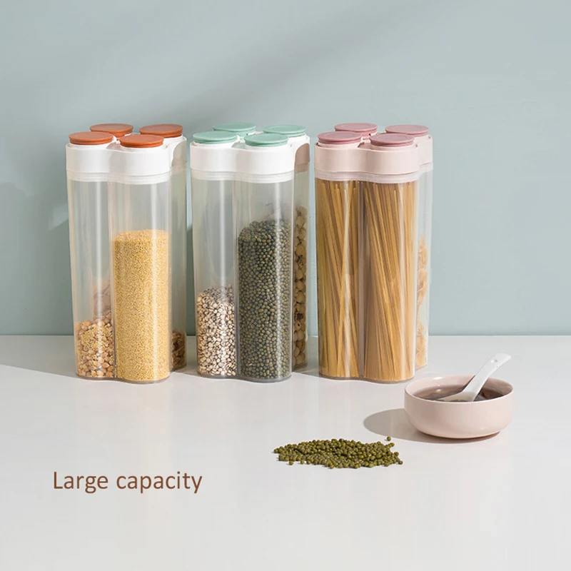 

Food Storage Box Plastic Clear Container Mixed Grains Sealed Cans Kitchen Storage Bottles Independent Desiccant Tank