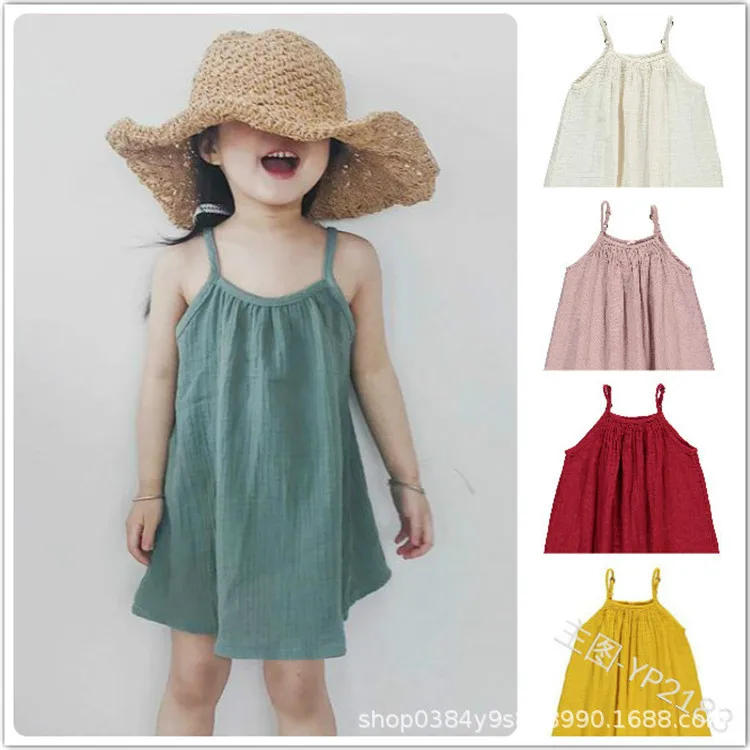 WEPBEL/платье для маленьких девочек сезон лето без рукавов Однотонный на брительках