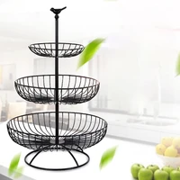 3 tier simple round metal fruit plate mesh fruit tray stand desktop food server display stand fruit snack candy shelves
