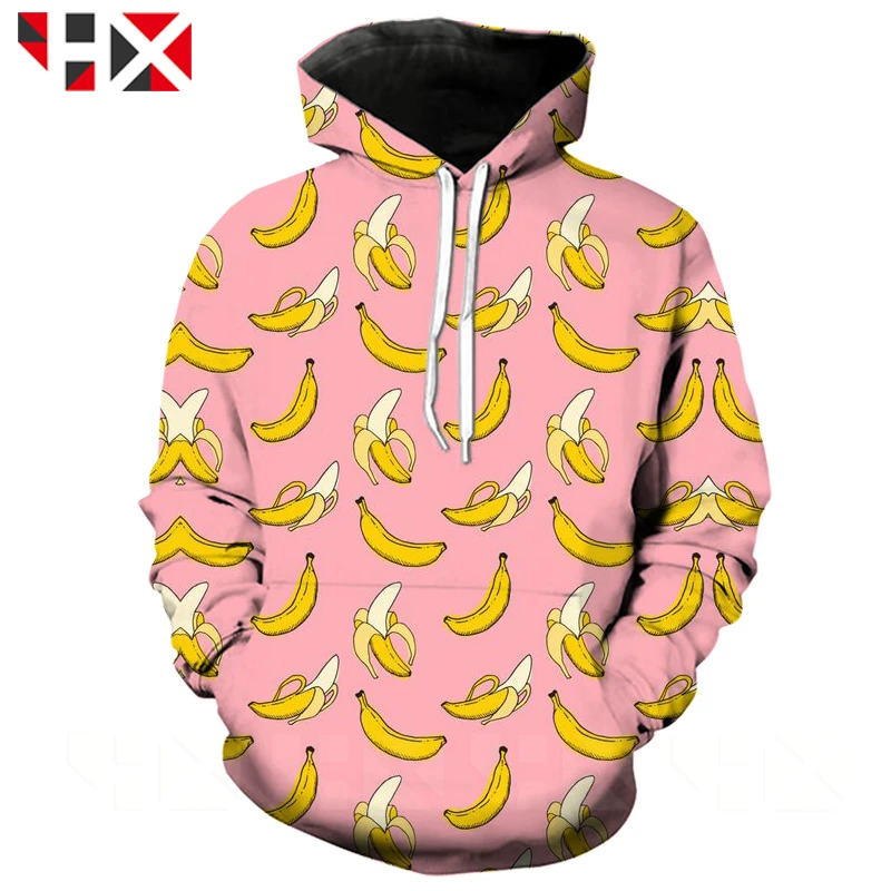 

HX Newest Summer Funny Banana Peel 3D Printed Sweatshirt Hoodie Unisex Long Sleeve Harajuku Style Tops HX410
