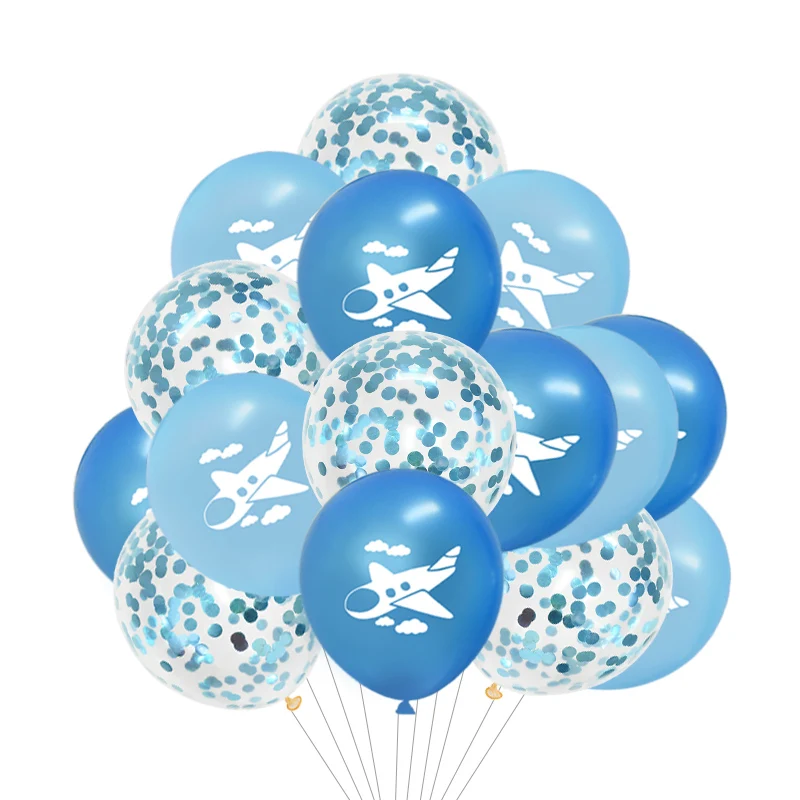 

10/15Pcs Blue White Cloud Balloon Boy Airplane Ballon Toy Kid Favor Wedding Decor Birthday Party Decor Supplies