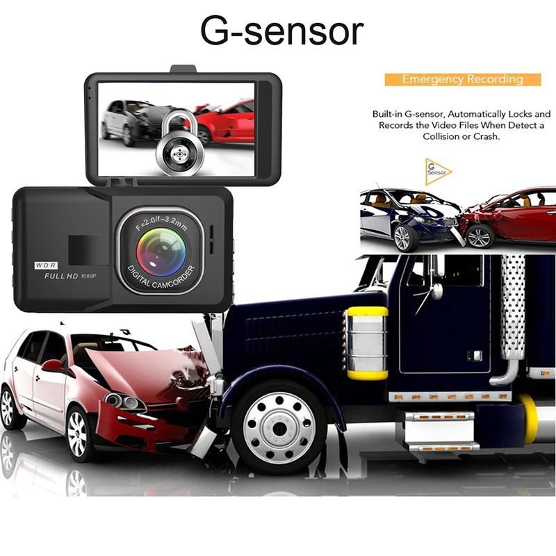 

Full HD 1080P Dash Cam Video Recorder Driving For Front And Rear Car Recording Night Wide Angle Dashcam Video Registrar Car DVR