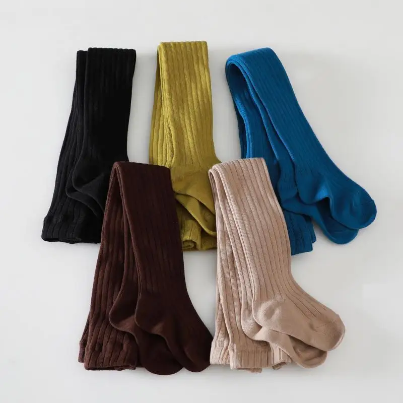 2020 колготки для маленьких девочек Новые однотонные детские Сезон осень зима