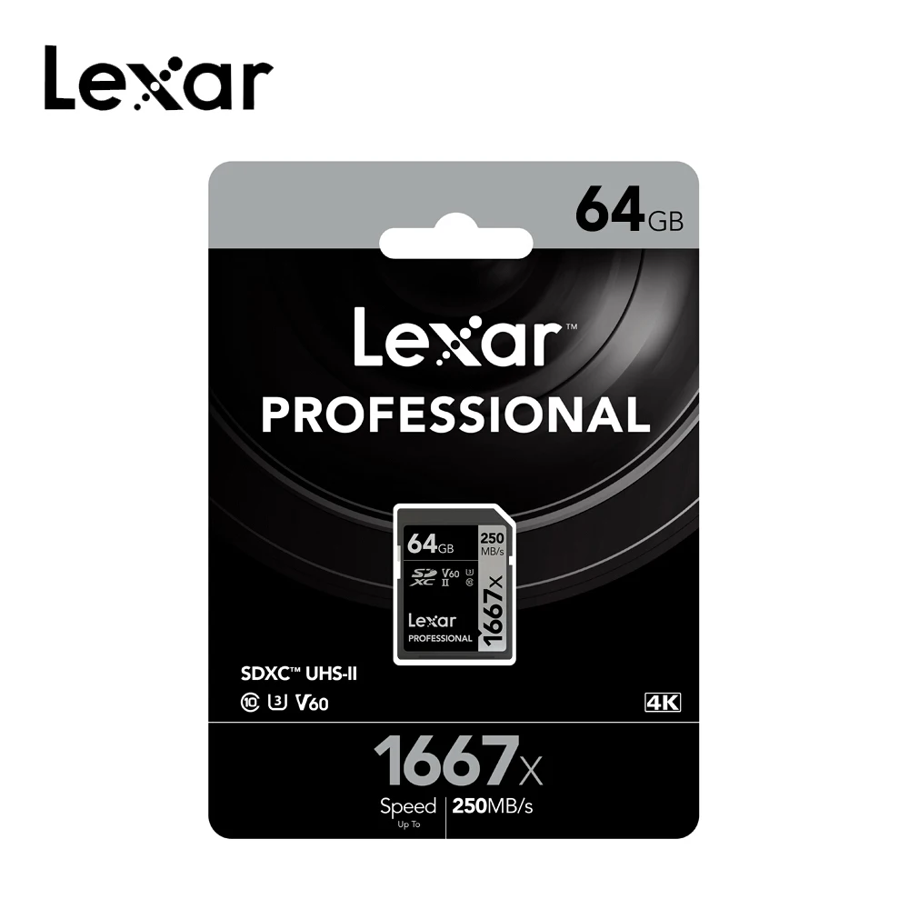 100%  Lexar   1667X 250 /. - 64  128  256  sd UHS-II U3 SD,   SDXC  C10  3D 4K HD