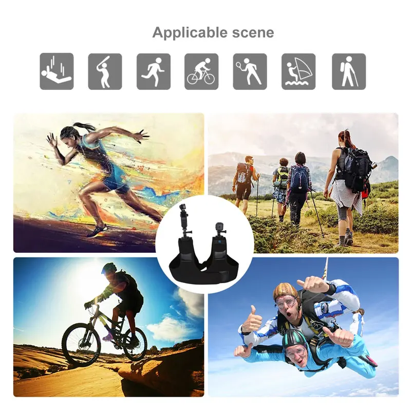 2-in-1 Dual&ampSingle Shoulder Strap Adjustable Chest Belt Mount Adapter For GoPro HERO8 Black 7/6/5 DJI OSMO Action Xiaoyi Cameras |