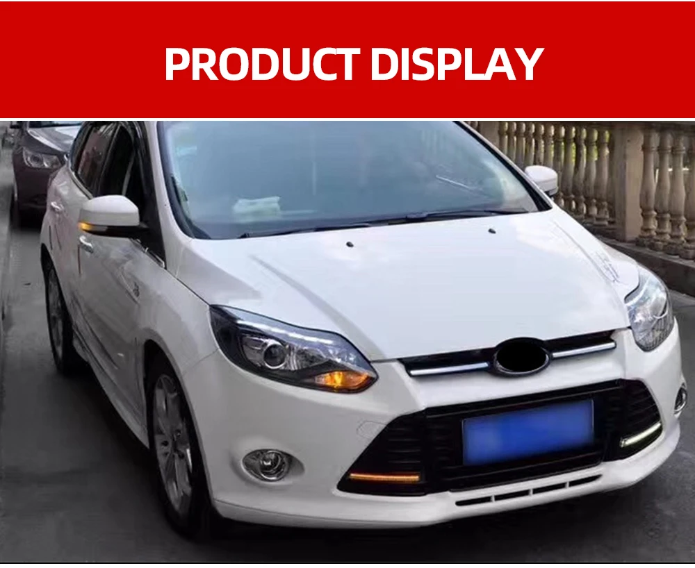 1Pair Car Styling for focus ST Style LED DRL H7 Hid Option Angel Eye Bi Xenon Beam for Ford Focus 3 LED Headlight 2012 2013