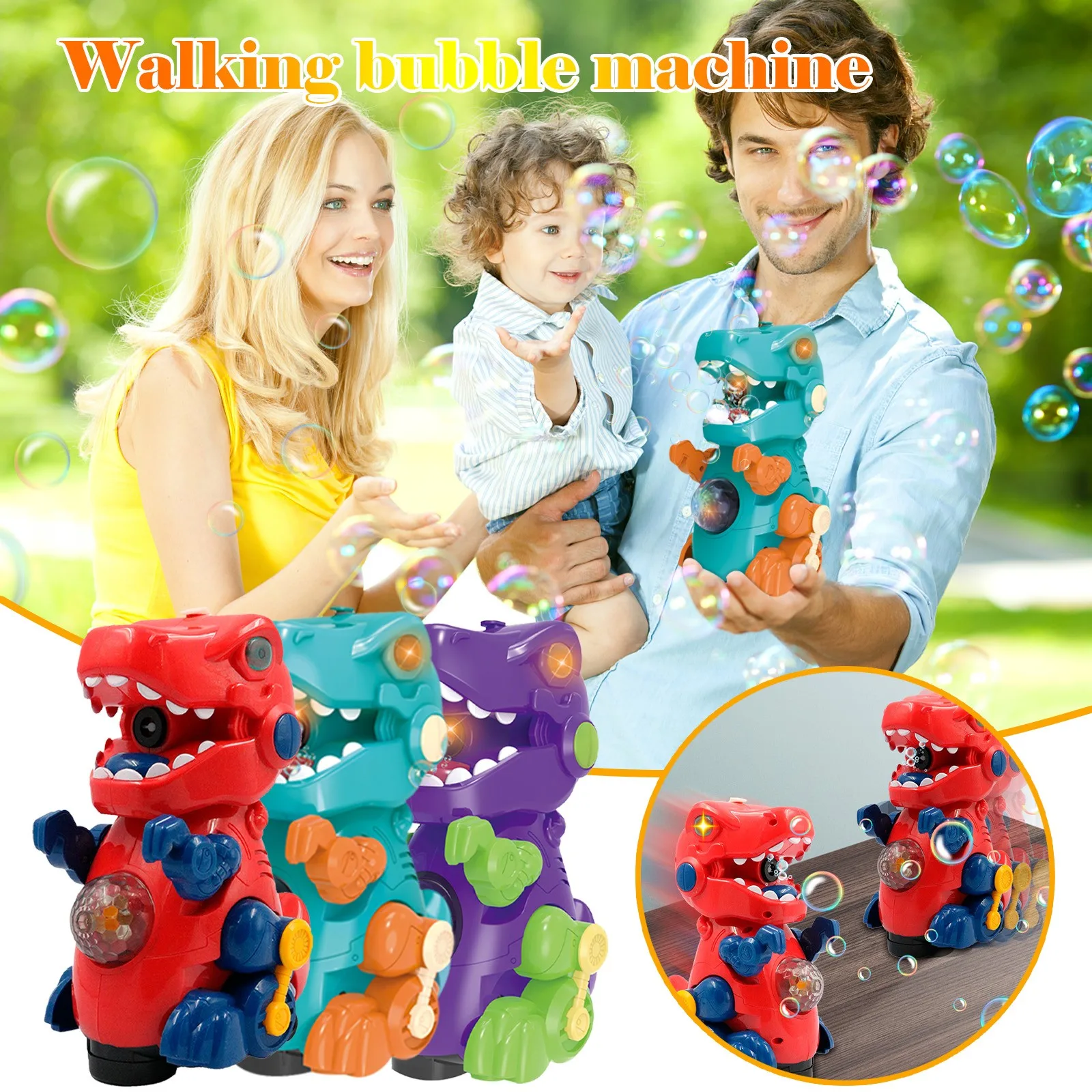 

Jurassic Electric Dinosaur Bubble Machine Music Light Toy Automatic Bubble Machine Gun Cartoon Outdoor Children's Toys (50ml) L5