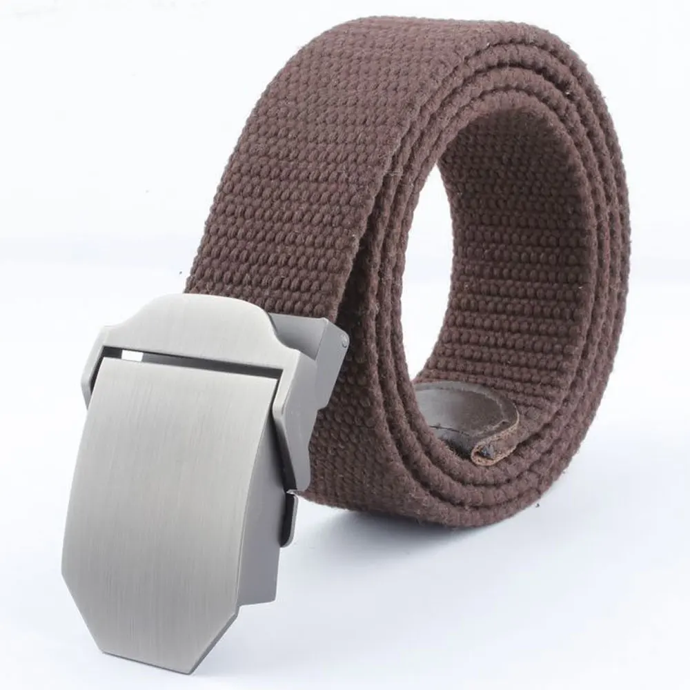 Coffee Plain-buckle Популярные ремни 110 см 140 см военный холщовый ремень для мужчин и женщин ремни с пряжкой США роскошный спортивный джинсовый ремень на каждый день Cintos - Цвет: Coffee Plain-buckle