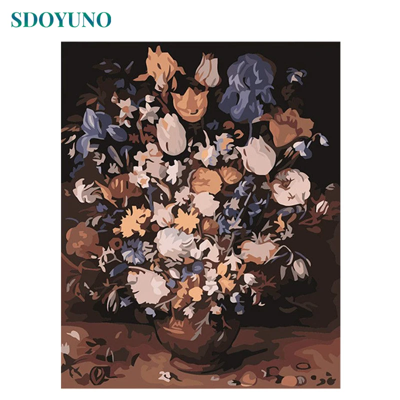 

SDOYUNO Acrylic Paint By Numbers Oil Painting By Numbers On Canvas 40x50cm Frameless Flowers DIY Home Decor Wall Art