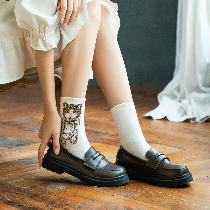 Японские милые носки для женщин и мужчин с животными из мультфильма без пятки