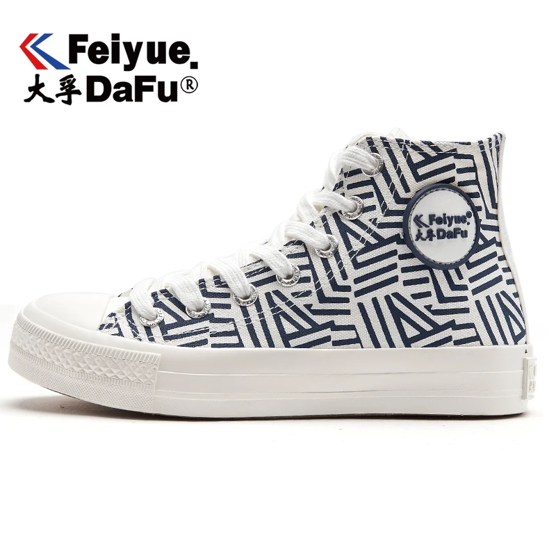 2172 высокие парусиновые туфли DafuFeiyue мужские и женские на плоской подошве