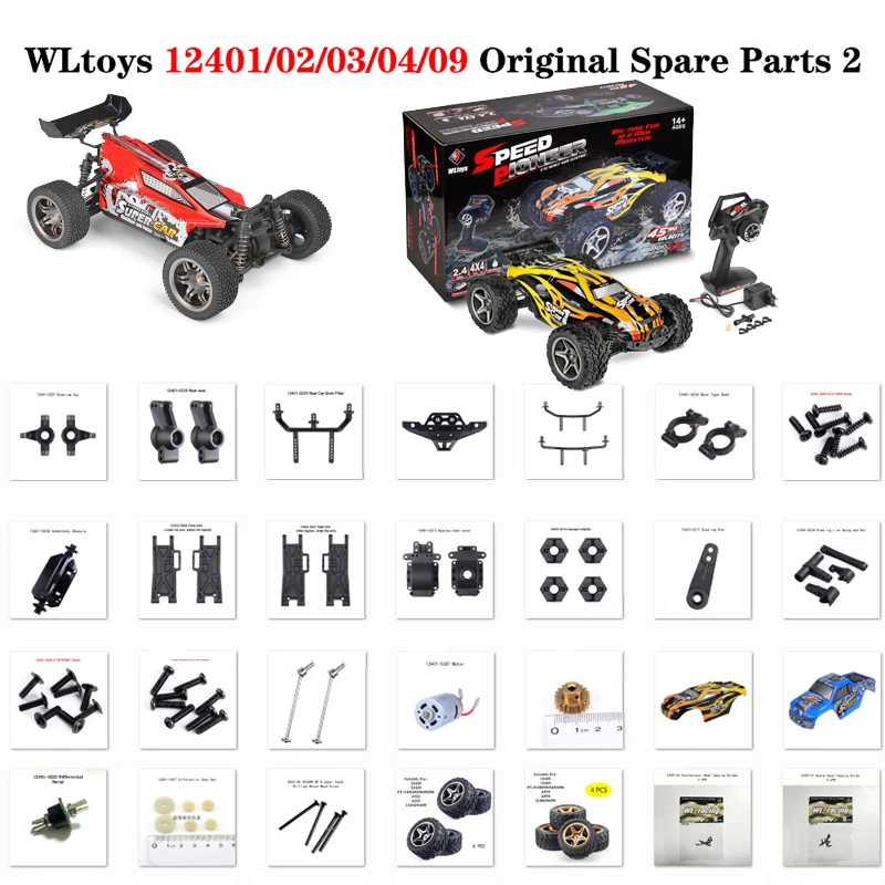 

Wltoys RC Car Spare Parts 1/10 RC Car Original Accessories 124 01 02 03 04 Metal Motor Gear Wheel Car Shell Shell Pillar