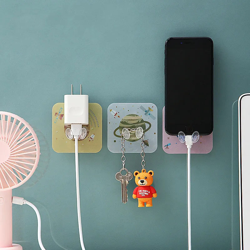 

5pcs/Pack 7*7cm Home Office Wall Powerful Adhesive Plastic Power Plug Socket Holder Hanger Wall Storage Hook High Quality