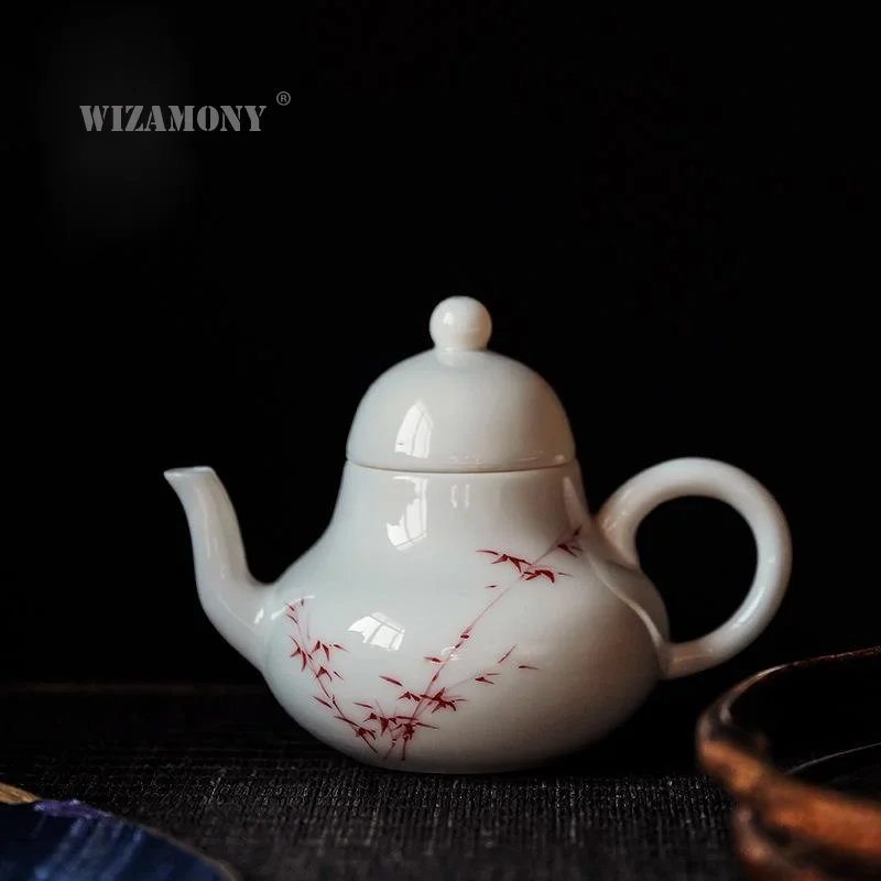 WIZAMONY Цзиндэчжэнь ручная роспись белый фарфор заварочный чайник кунг-фу набор