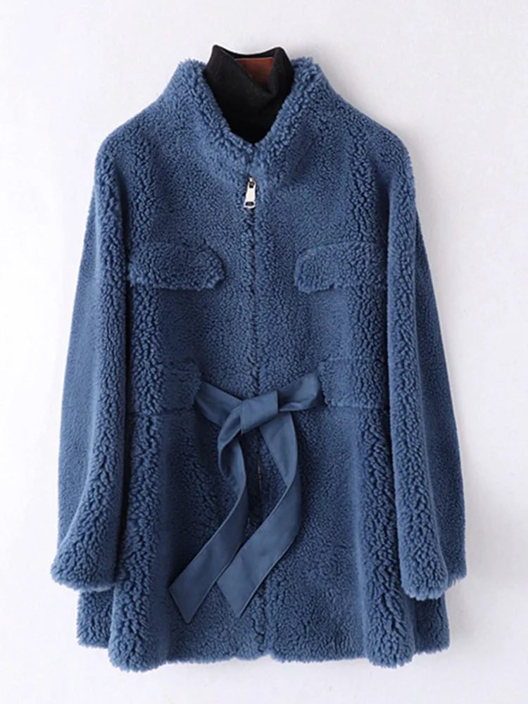 Шуба из натуральной шерсти женская верхняя одежда на осень и зиму куртки LF9085 |