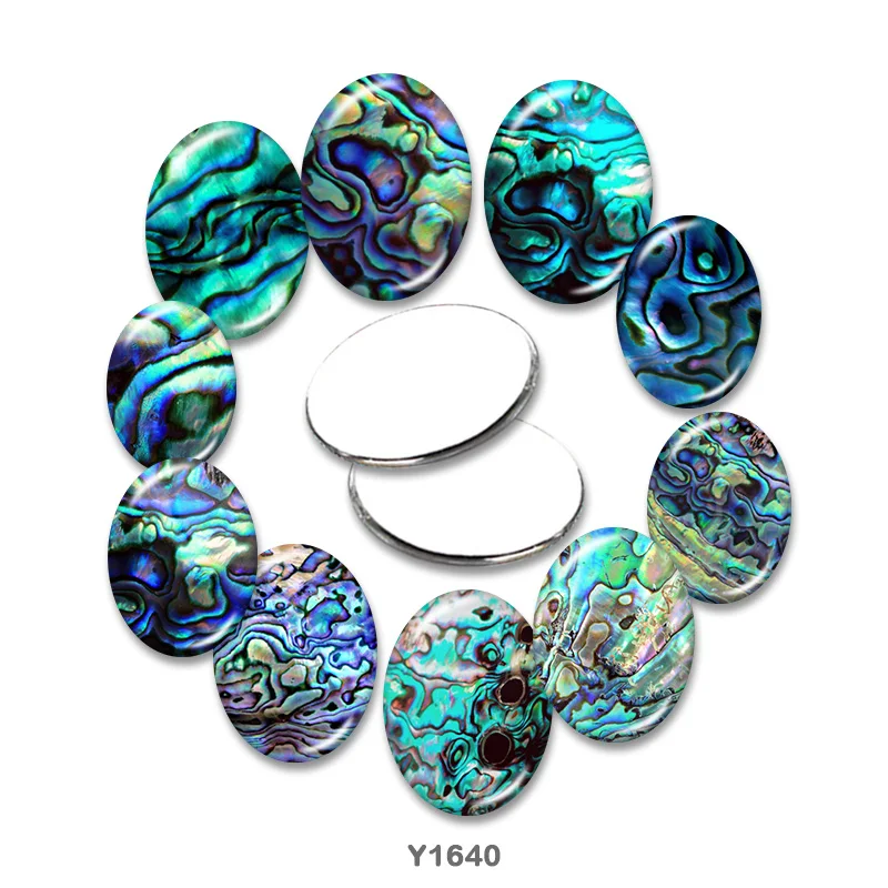 

Овальный стеклянный кабошон с рисунком ракушки 13x1 8 мм/18x2 5 мм/30x40 мм, фурнитура для изготовления с плоской задней поверхностью TRY1640