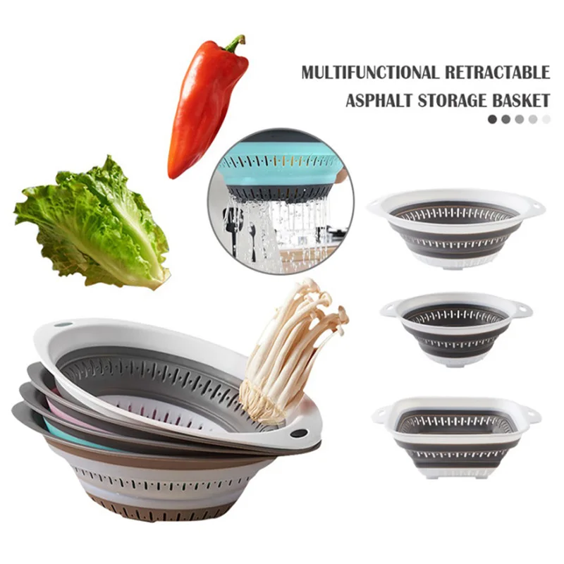 Кухонный Слив Корзина Бытовая корзина для мытья фруктов и овощей складной