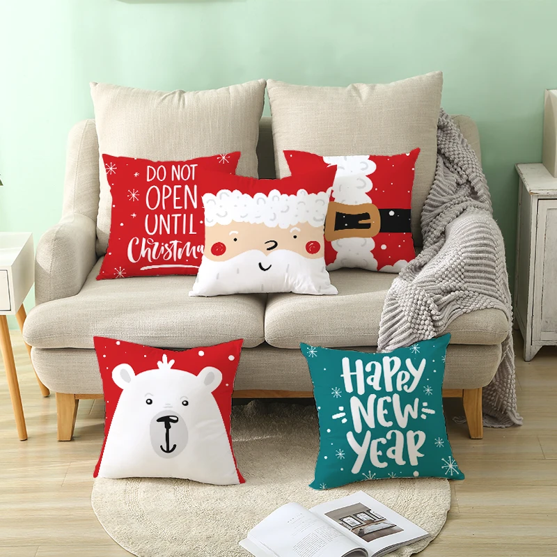 

Puremind Marry Christmas Cushion Catoon Nordic Style Winter Santa Decoration Home Decor Sofa Pillow Case Happy New Year TPR295