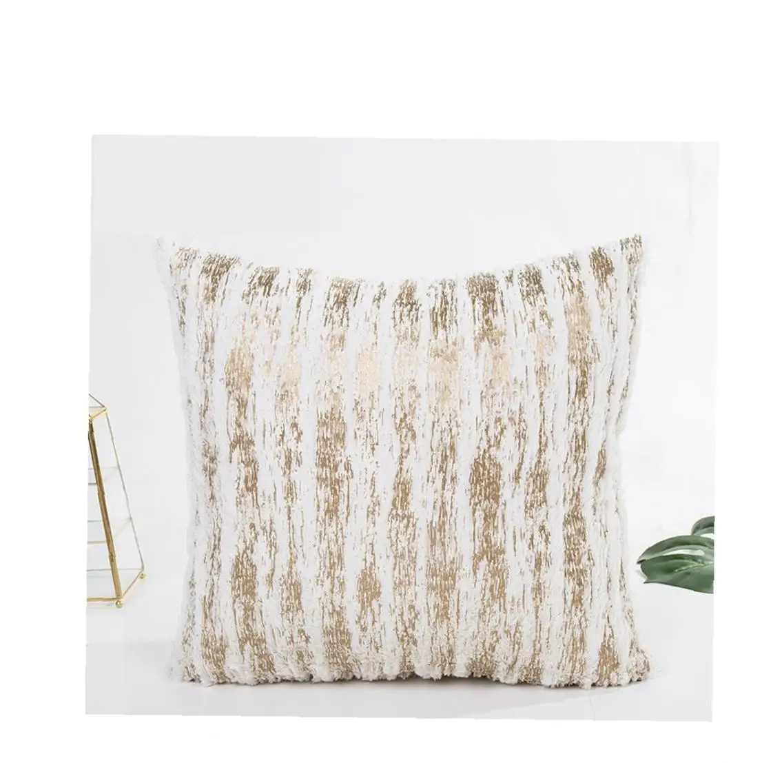 Throw Pillow Cover Home Decorative Plush Case Cushion with Hidden Zipper Beige | Дом и сад