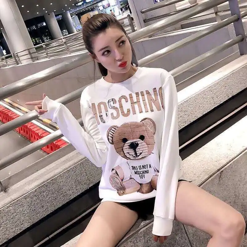 

Moschino Weiwei Cubs long-sleeved spring and autumn loose-fitting jacket men's and women's couples dress tide card top