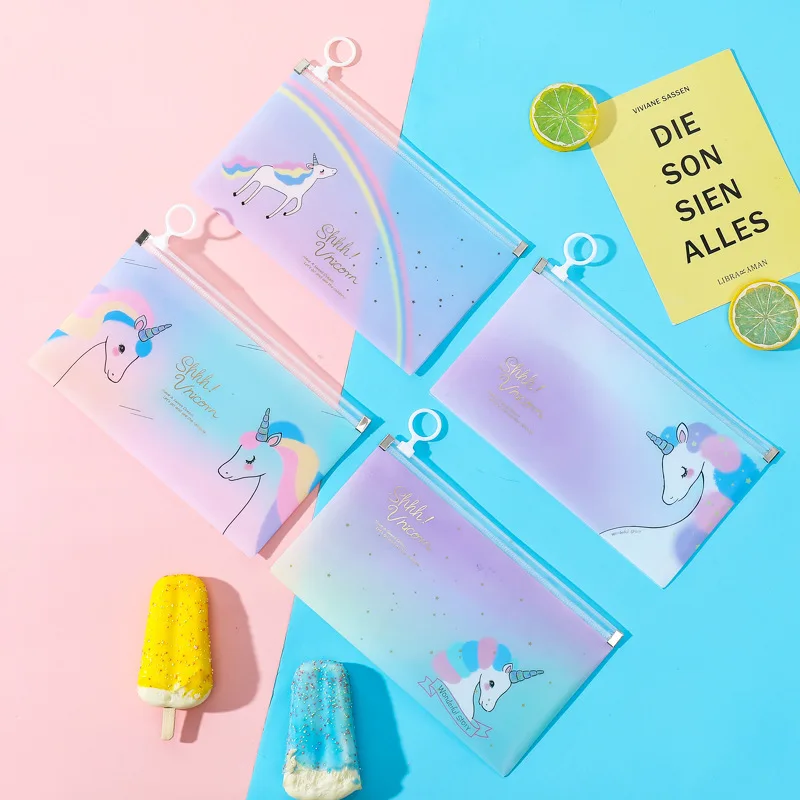 

4 шт., пластиковые дорожные сумки для хранения масок, с принтом единорога