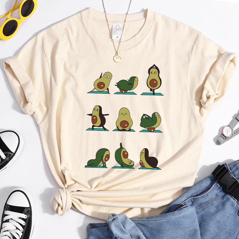 

Kawaii авокадо печать женская футболка с коротким рукавом в стиле Харадзюку одежда с круглым вырезом; Одежда в уличном стиле с принтом из мульт...