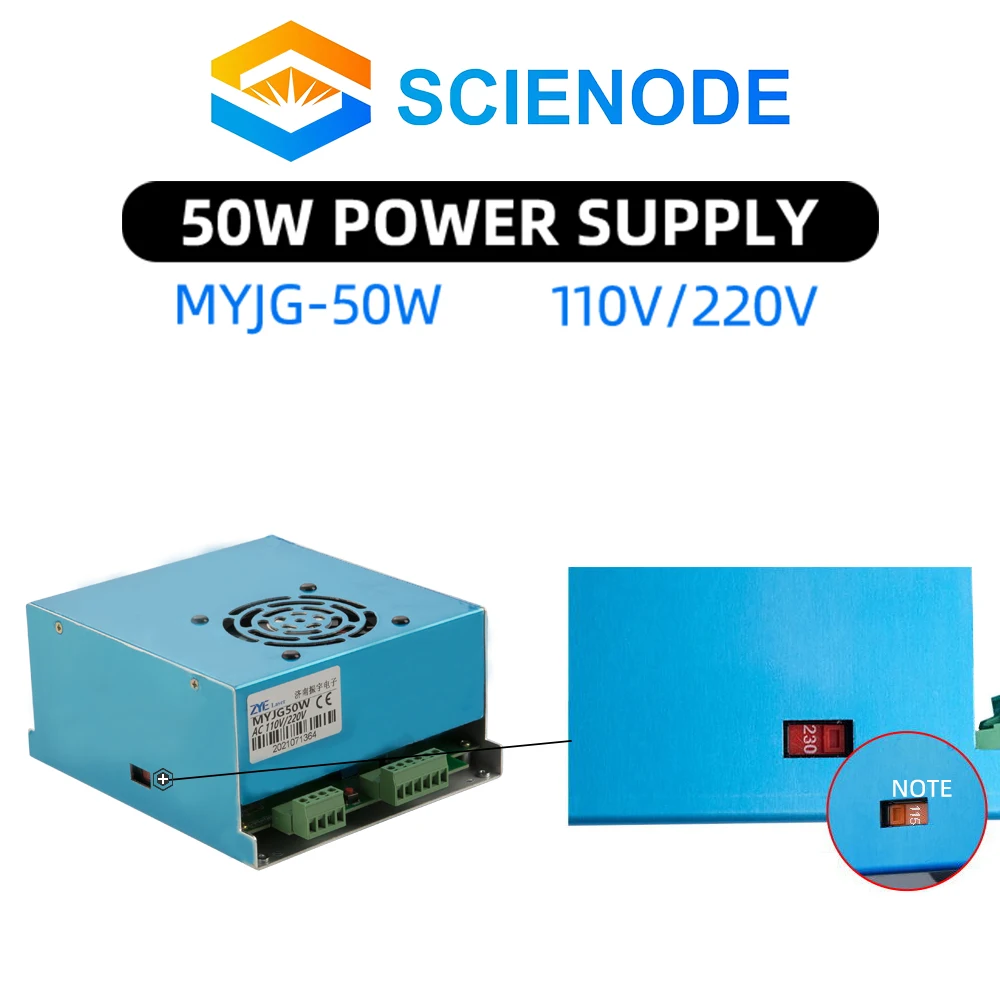Scienode 50W CO2 Laser Power Supply 3A Output for 45-50W Laser tube CO2 Laser Engraving Cutting Machine MYJG-50 enlarge