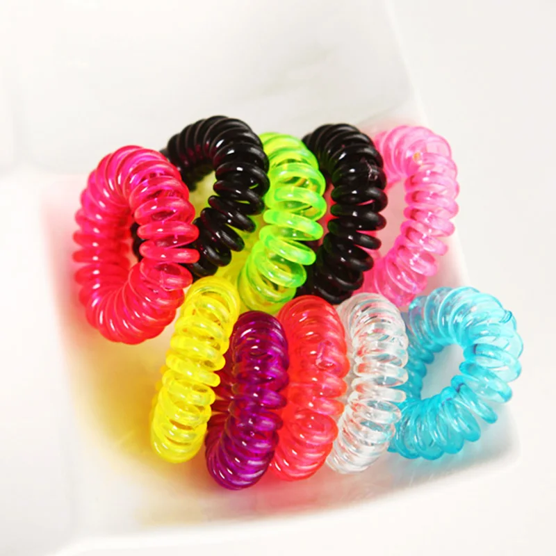 

10PCS/Lot New 2cm Small Telephone Line Hair Ropes Girls Colorful Elastic Hair Bands Kid Ponytail Holder Tie Gum Hair Accessories