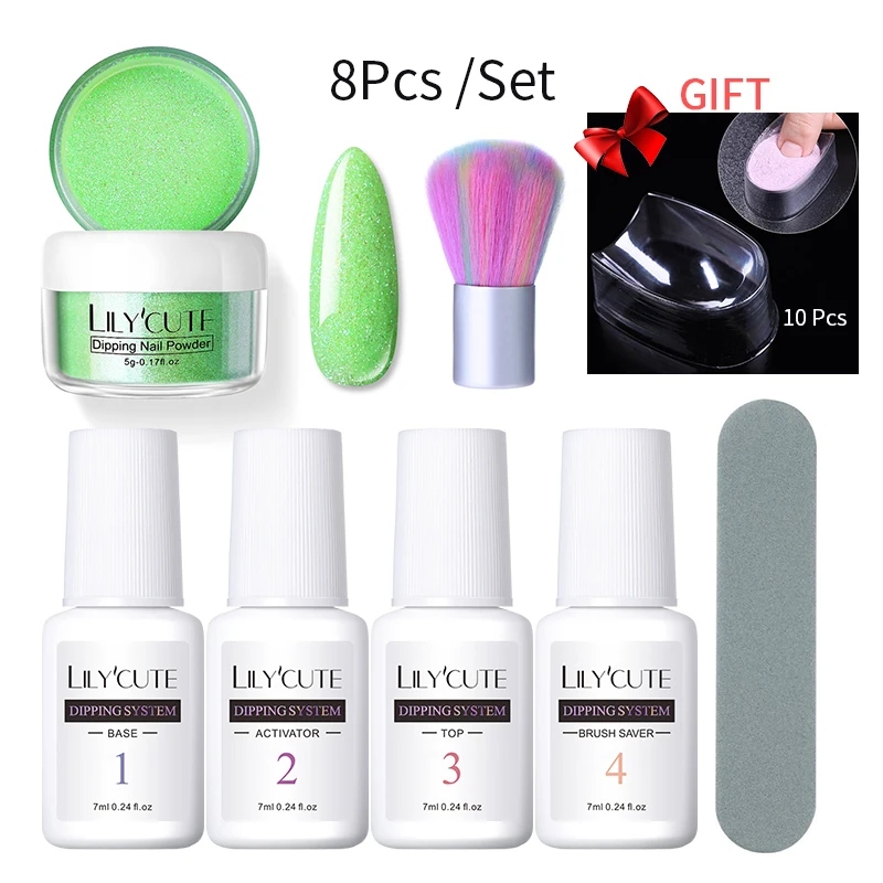 8 Pcs Kit 01 LILYCUTE комплект погружения ногтей Блеск порошок комплект Градиент Французский ногтей косметическая пудра Kit Красочные голографические натуральный сухой пигмент 2/3/4/8 шт - Цвет: 8 Pcs Kit 01
