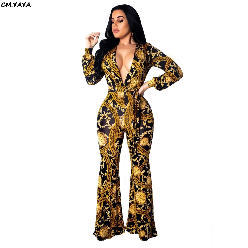 Женский Новый Винтажный комбинезон с принтом пейсли глубоким v-образным вырезом