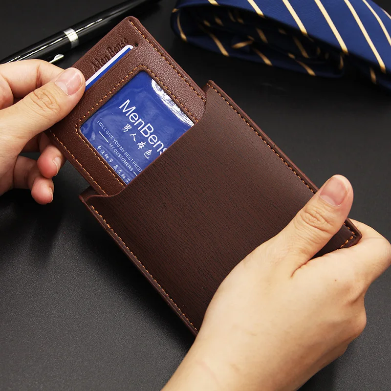 

Brand Men PU Leather short Wallet With Zipper Coin Pocket Vintage Big Capacity Male Money Purse Card Holder New