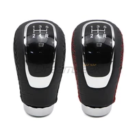 gear shift knob 5 speed universal manual circular gear lever handle stick shifter replacement black red stitch