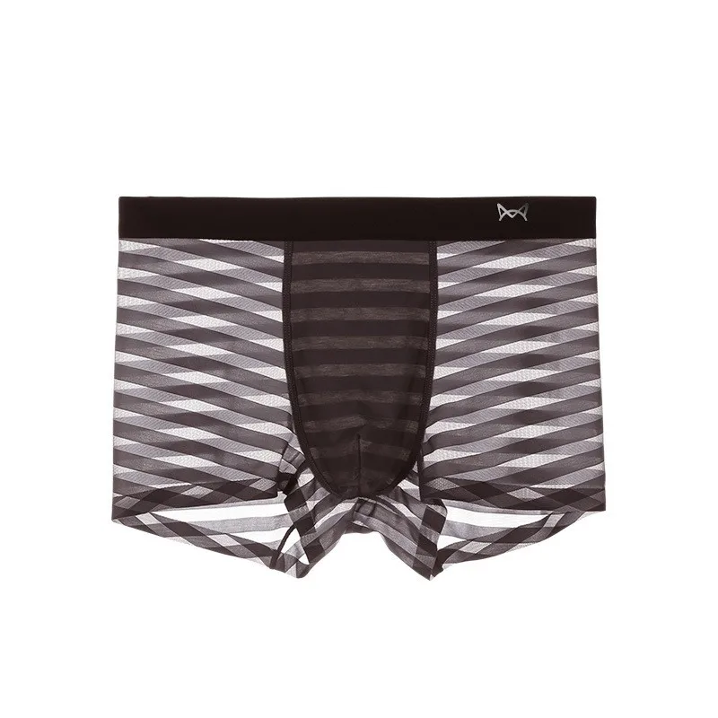 

Men's Boxers Sexy Gay Underwear Cueca Transparent Panties Man Breathable Ice Silk Pouch Underpants Male Boxershorts Plus Size