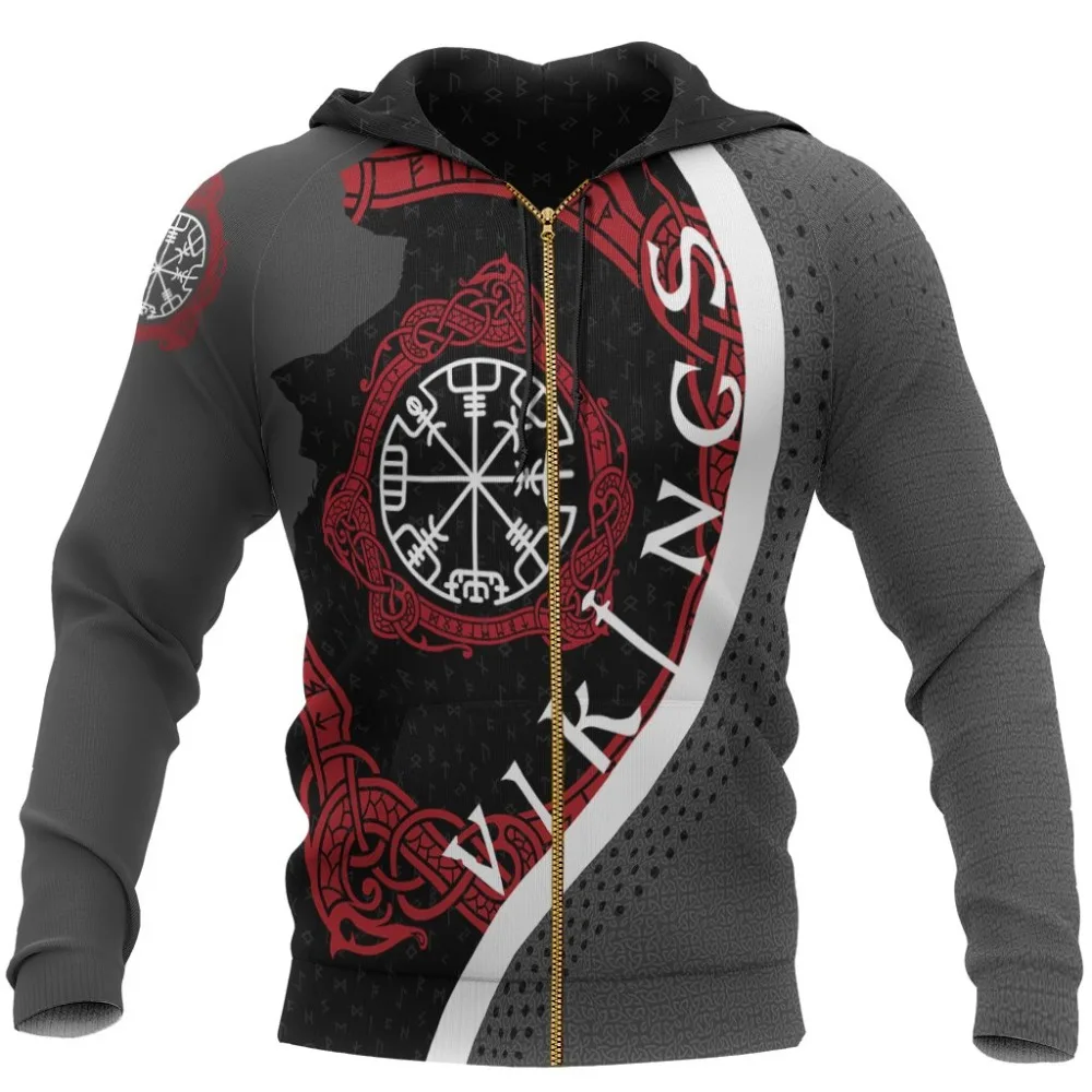 

Viking Tattoo Hoodie Compass Runes 3D Printed Mens Zip Hoodie Unisex Harajuku Casual Tracksuits L688