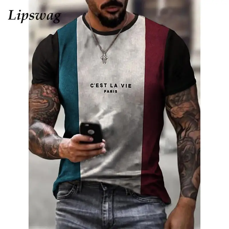 

Fashion Casual O-Neck Slim Pullover Tops Summer Vintage Letter Print Male T-Shirts Casual Short Sleeve Men Tee Shirt Streetwear