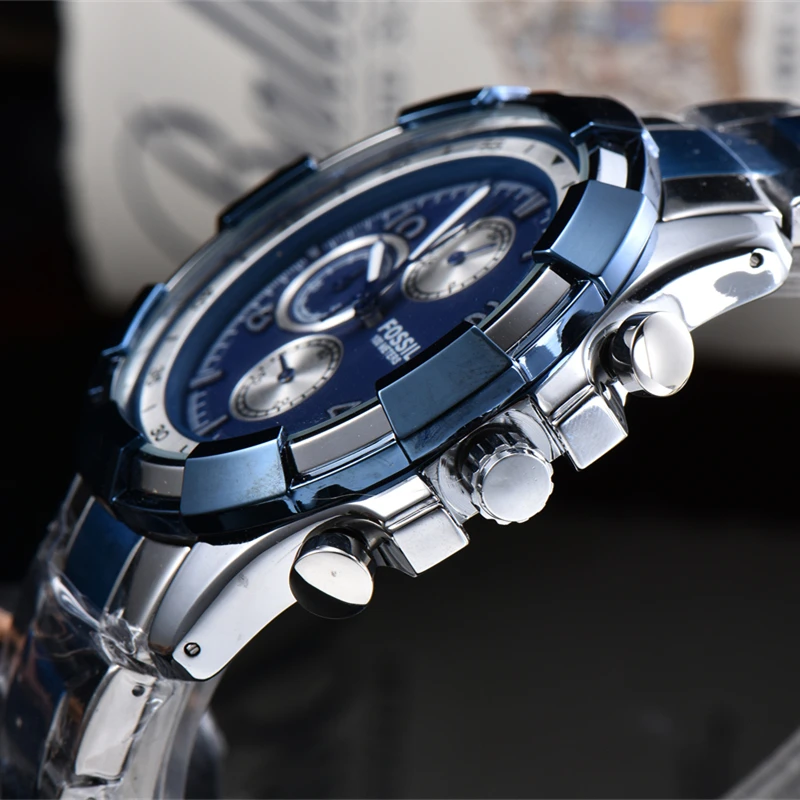 

AAA Luxury brand men watch Gold fashion Chronographe wristwatches quartz movement stainless steel strap Montre de luxe