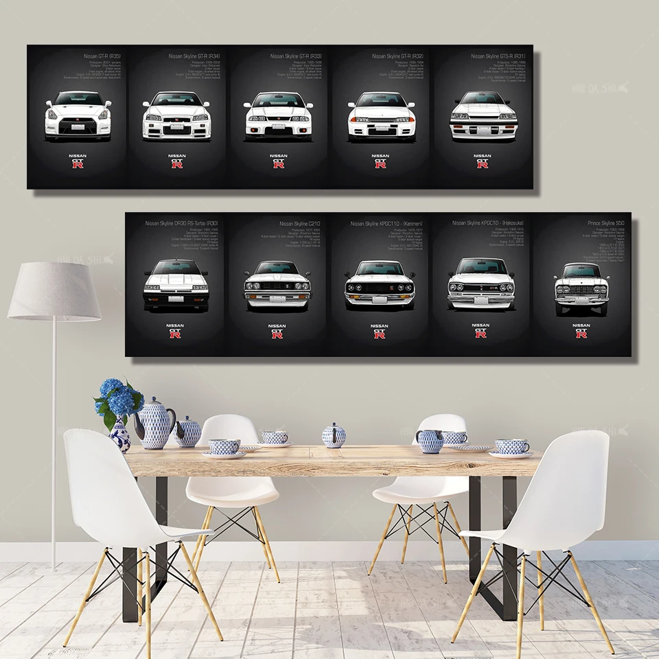 Настенные художественные картины на холсте классические ретро Nissan Skyline GTR автомобильные картины прикроватные домашние декоративные Плакаты HD печать художественная роспись
