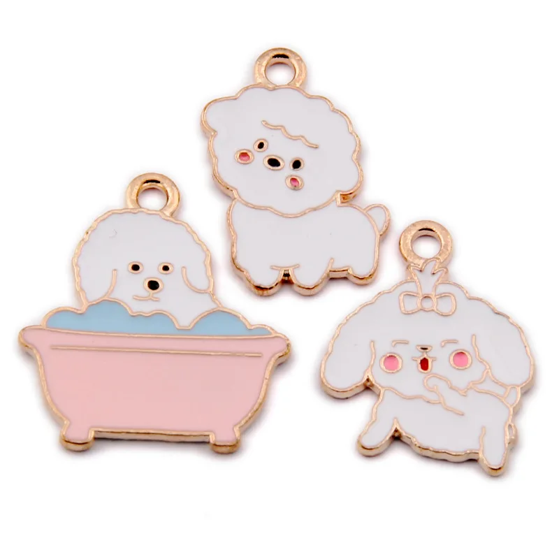 

10pc/Lot Cute Cartoon Puppy Dog Enamel Charms Diy Jewelry Alloy Accessories Earrings Bracelet Keychain Pendant