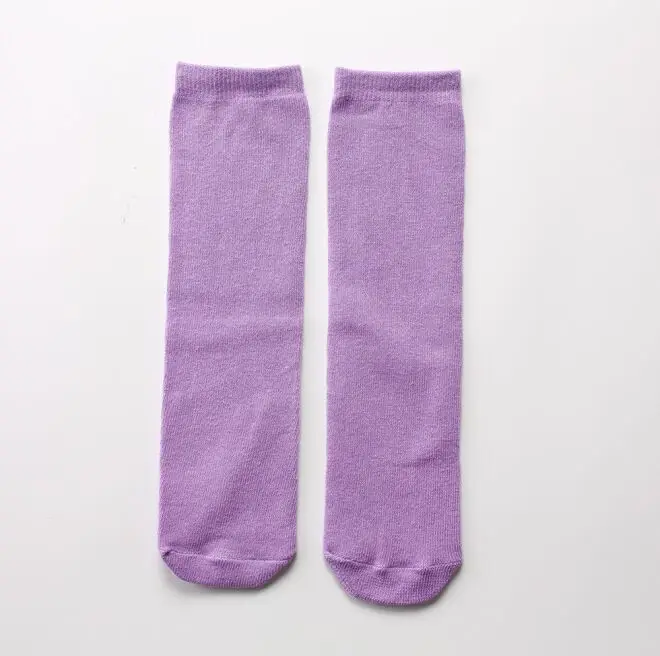 Purple Socks Гольфы для мальчиков и девочек; длинные носки без пятки для школьной формы; детские белые носки; носки в стиле Харадзюку; длинные черные носки для школьников - Цвет: Purple Socks