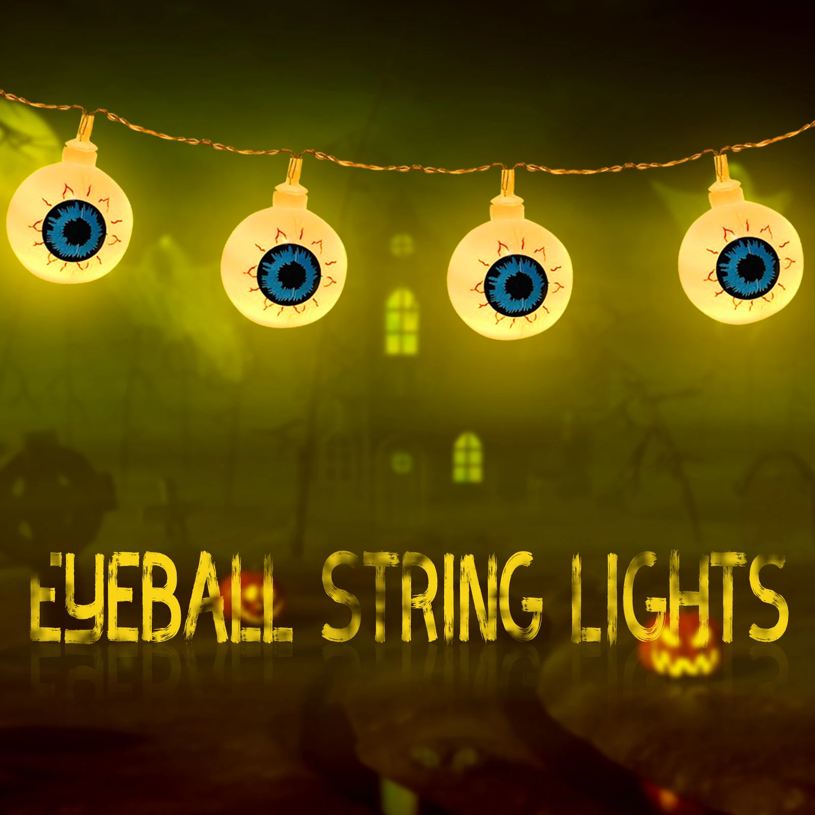 

Halloween Eye Ball String Lights Save Energy for Horror Party Bar Tree Garden Yard Festival Homes Children Rooms Decoration