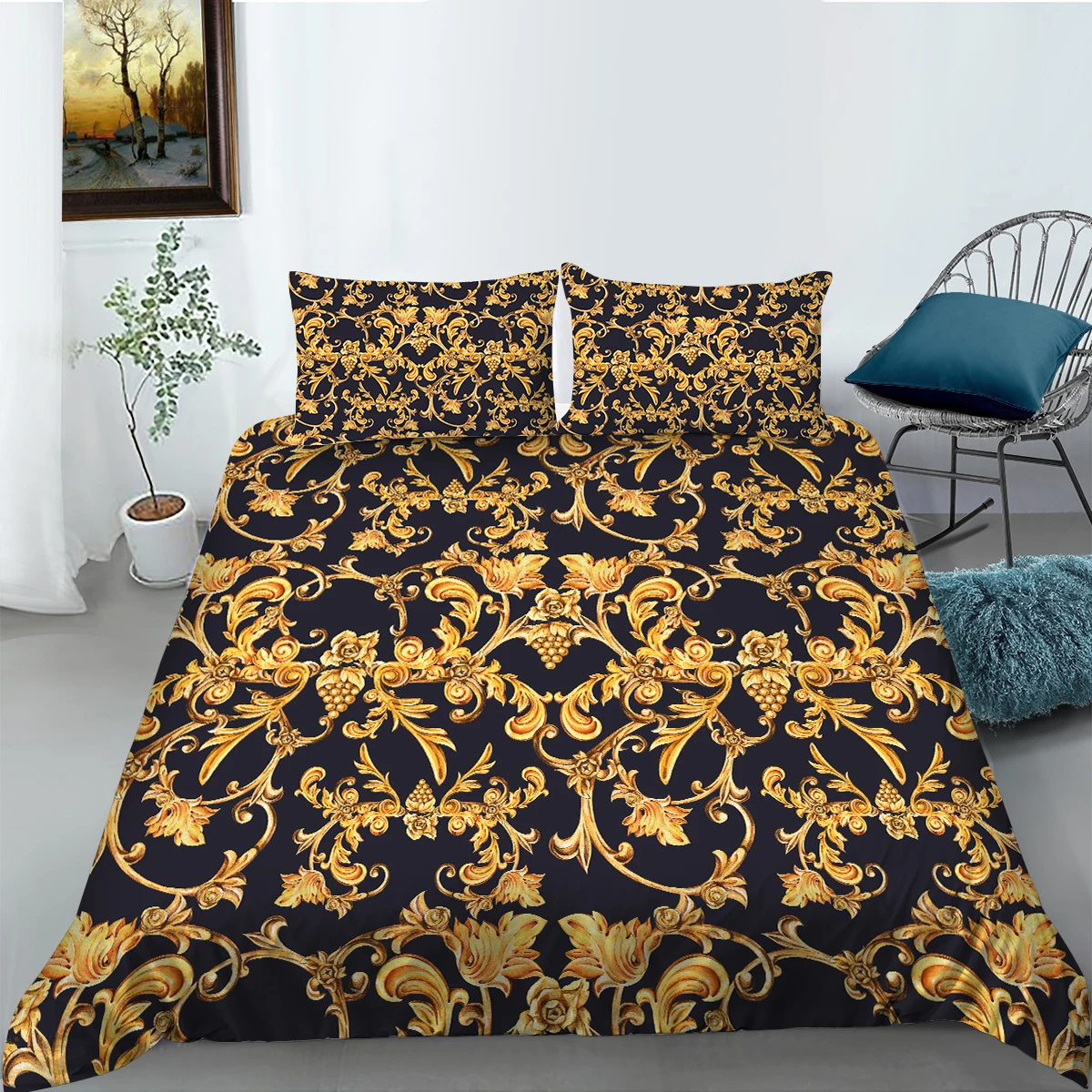 

Wholesale European Pattern Hot Sale Soft Bedding Set 3d Digital Luxury Printing 2/3pcs Duvet Cover Set ES/DE/EU/AU/US Size