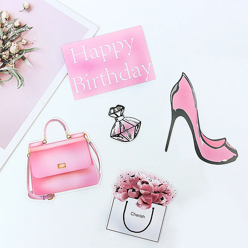 8/9 шт. розовый Топпер для торта С Днем Рождения Свадебная вечеринка кекс вечерние