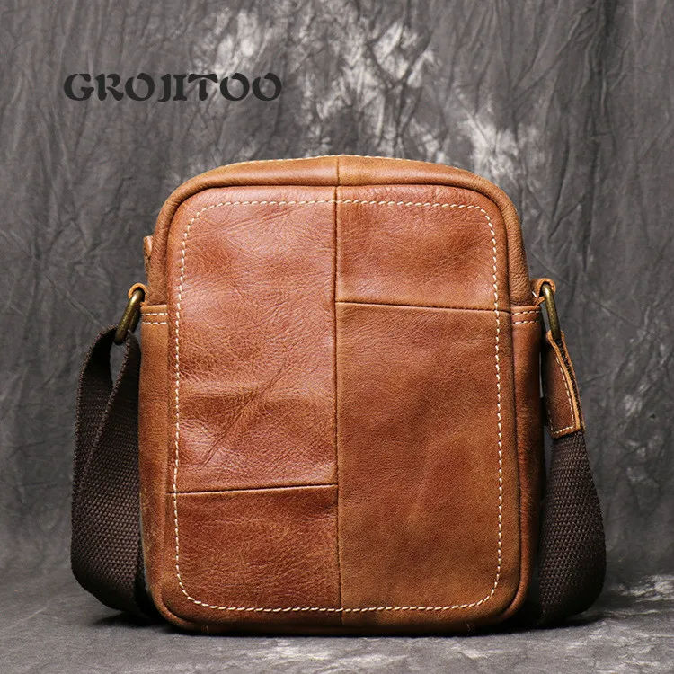 

GROJITOO New style Nubuck Leather Men's bag genuine leather shoulder bag fashion casual messenger bag iPad bag for man