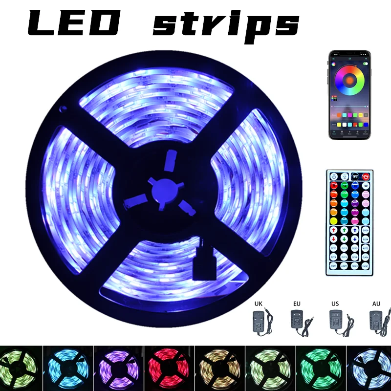 Светодиодная полоса освесветильник Bluetooth luces LED RGB 5050 водонепроницаемая гибкая