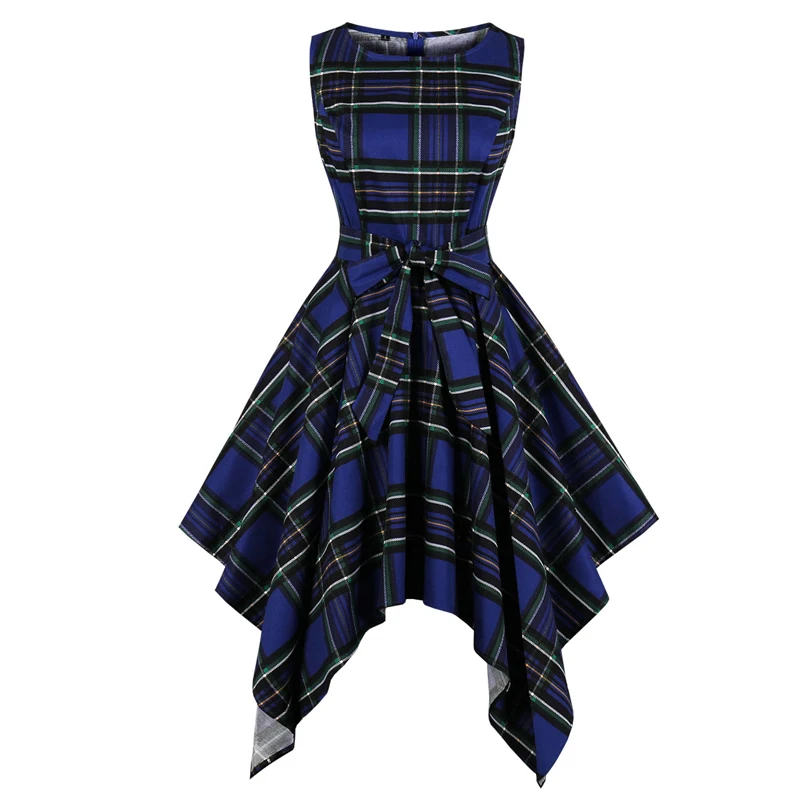 

Женское короткое платье, в готическом стиле, с высокой талией, в клетку, асимметричное, повседневное, элегантное