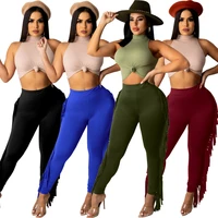 2021 new women tassel casual pants sexy design elastic bodycon leggings fashion streetwear women bottoms pants