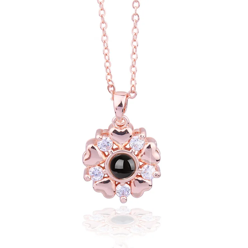 rose gold H Подарок для девушки на 100 языках: «Я люблю тебя», проекционное ожерелье, подарок на день Святого Валентина - Цвет: rose gold H