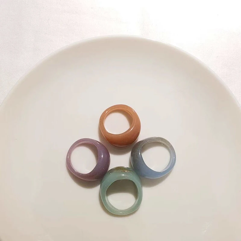 2020 модные красочные полимерные кольца на палец акриловые нестандартные богемные