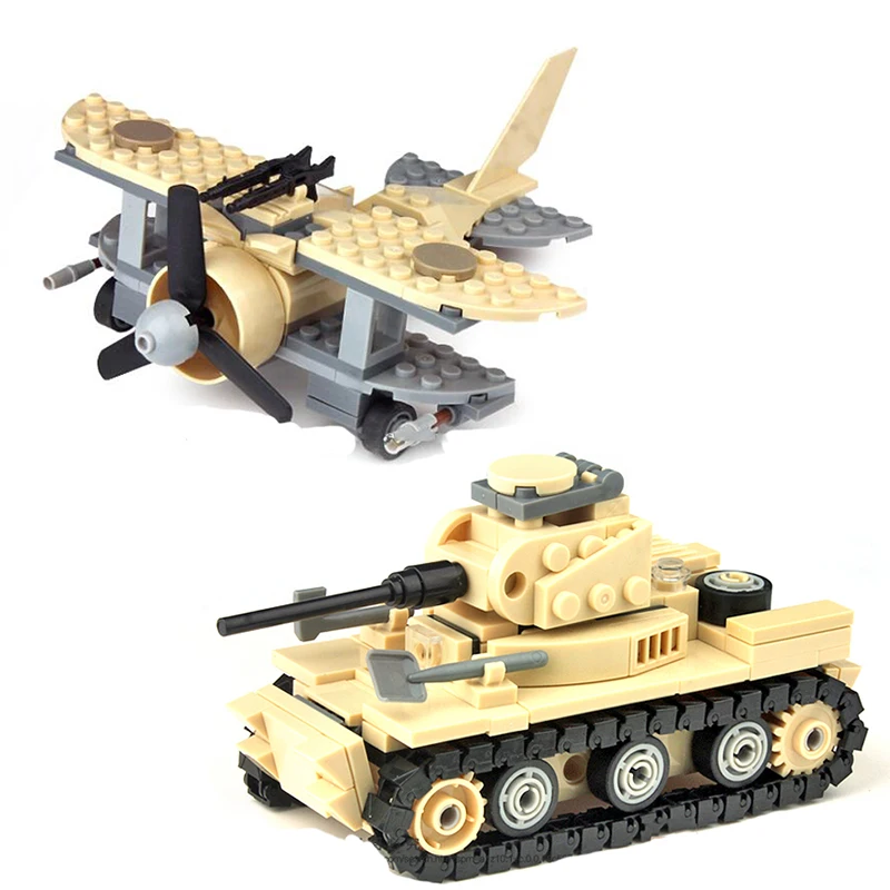 Строительные блоки 2 вида стилей армейские войска военный грузовик вертолет танк